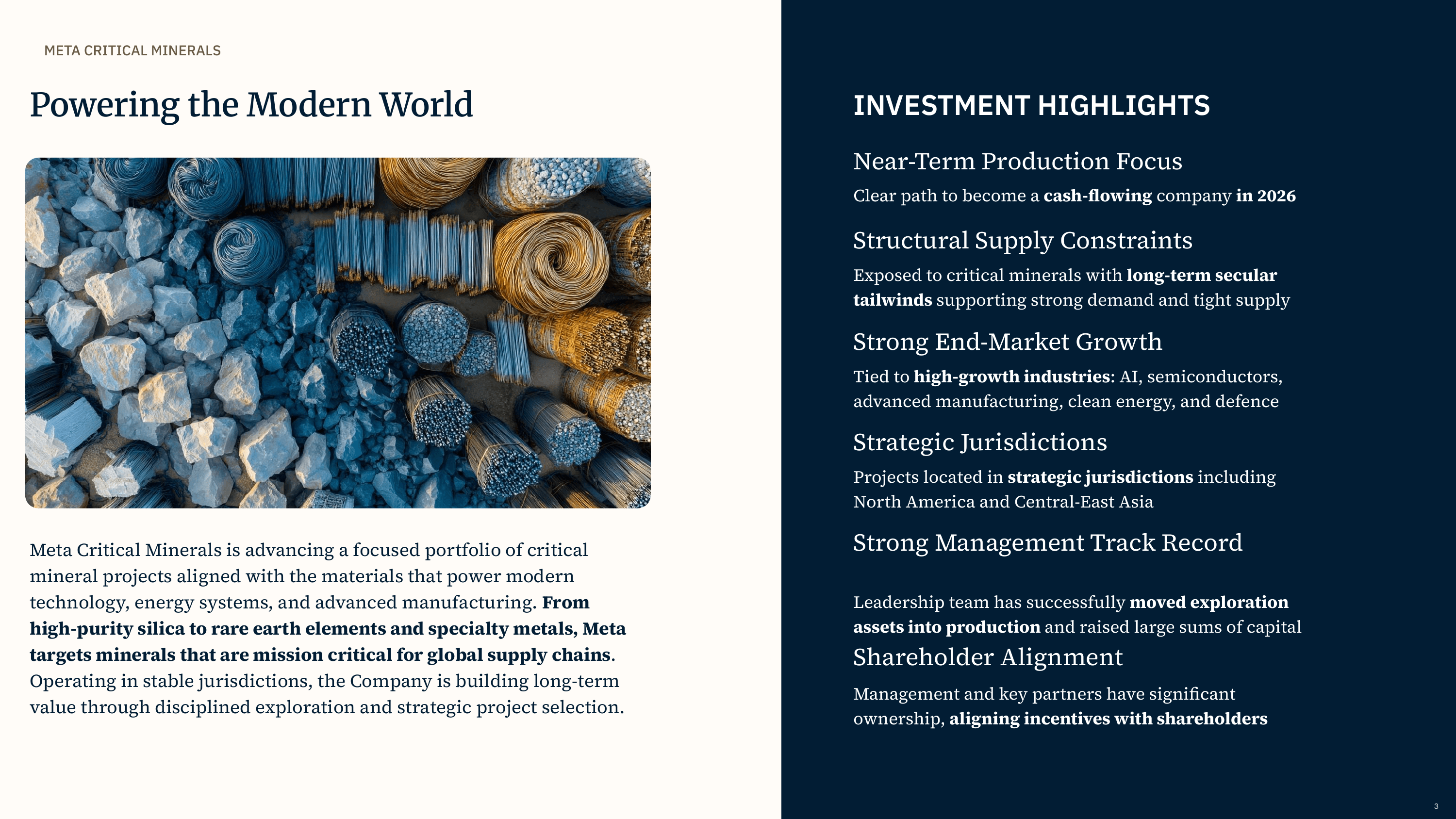 Investor presentation slide 3 of 20